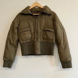Steve Madden Olive Green Cropped Puffer Jacket